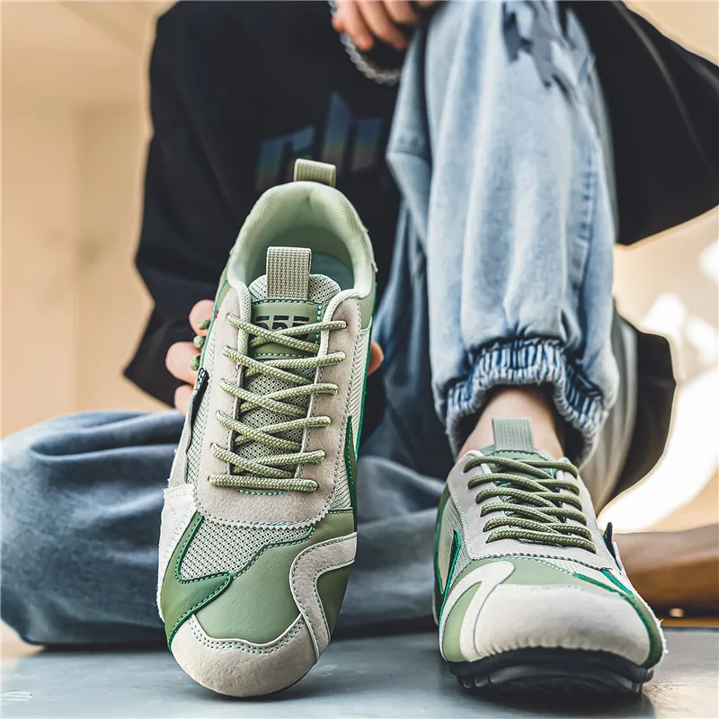 

YRZL Men's Shoes Color-Block German Trainers Shoes Men's Retro Low Top Breathable Mesh Sneakers Casual Tennis Sports Shoes Man