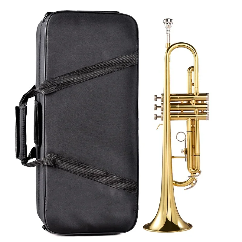 Gold Trumpet Bb Professional Brass Instrument Exquisite Trompete Mouthpiece Strap Case Beginner Musical Instrument Accessories