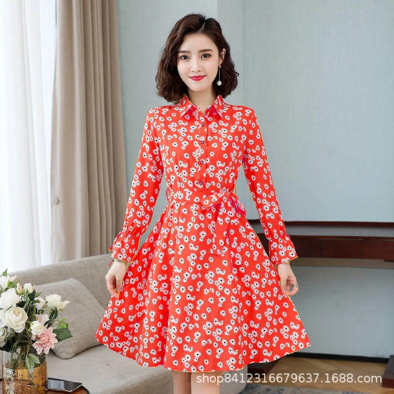 Woman's Dress Superior Quality Summer Petal Sleeve Buttons Floral Print Dresses Casual Vestidos Dropshipping XHXLYQ001
