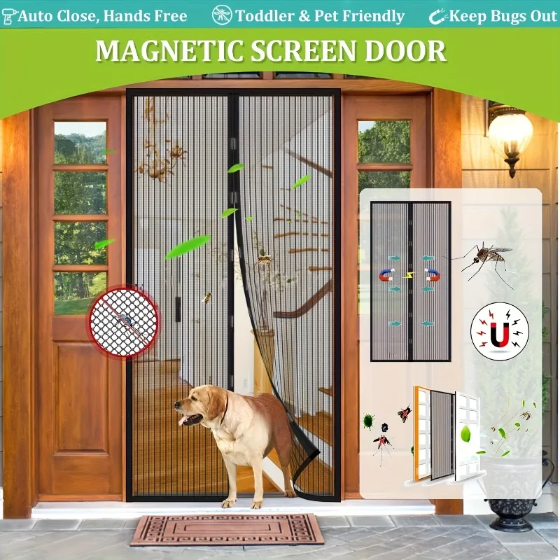 Magnetic Door Mosquito Net Multiple Sizes Magic Tape Install Automatic Closing Anti Mosquito Fly Mesh Curtain Home Accessories