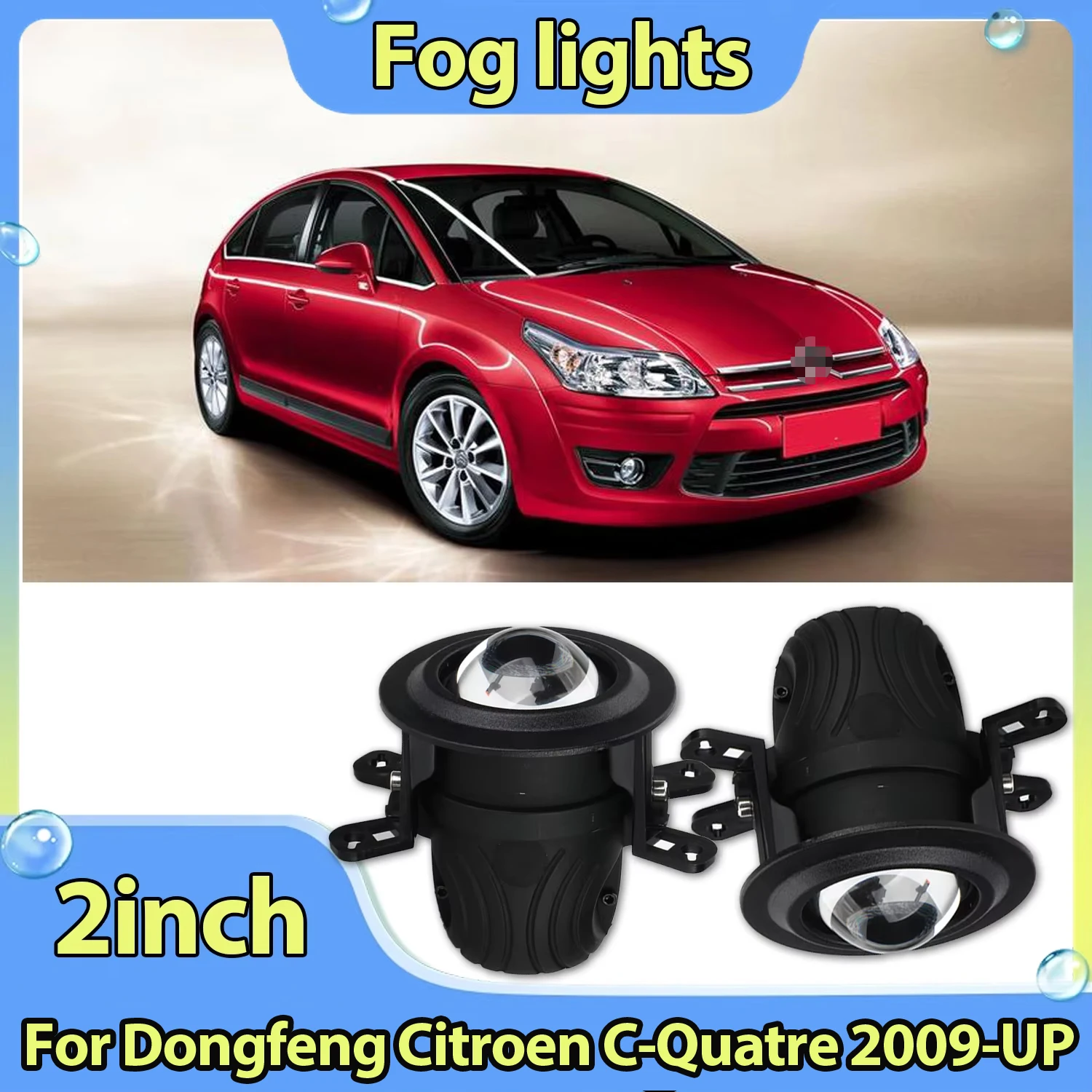 2inch Car Projector Lens Fog Light CSP Chip Yellow White Fog Light 12V Waterproof Bi Led For Dongfeng Citroen C-Quatre 2009-UP