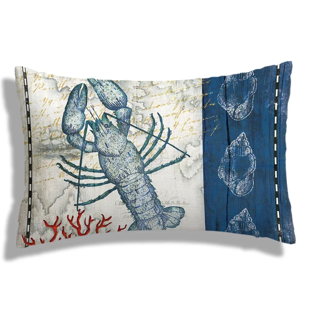 Ocean crab starfish seahorse Plush pillowcase, sofa cushion cover for home improvement, home decoration pillowcase40x40 60x60