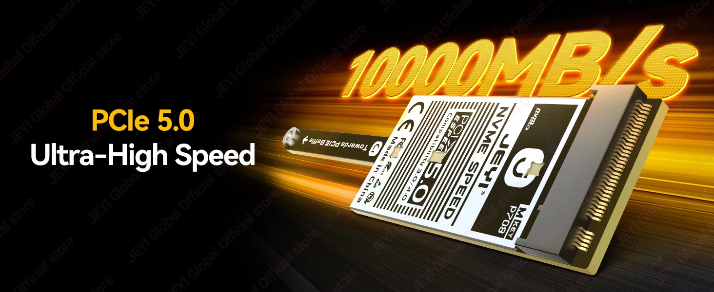 JEYI Flache PCIe 5.0 X4 zu NVMe Adapterkarte 128Gbps Kompaktes Mini-Design Ohne GPU-Blockierung Nur für M.2 2280 NVMe SSD für PCIe 4.0 – Detail 5