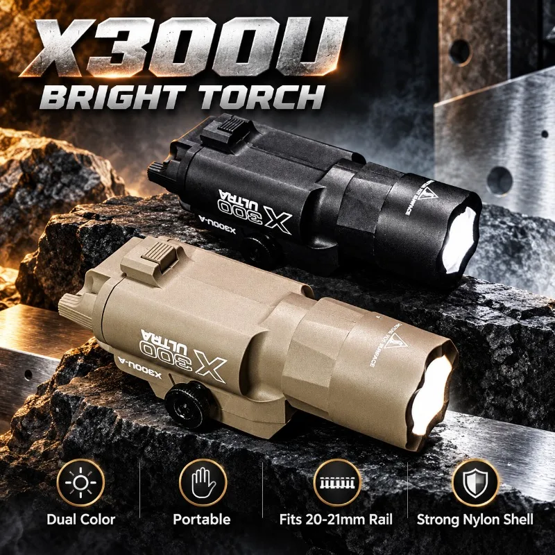 X300U Nylon Illumination Model Part, Rail Mount Bright Torch for Hobby Collection and Showcase
