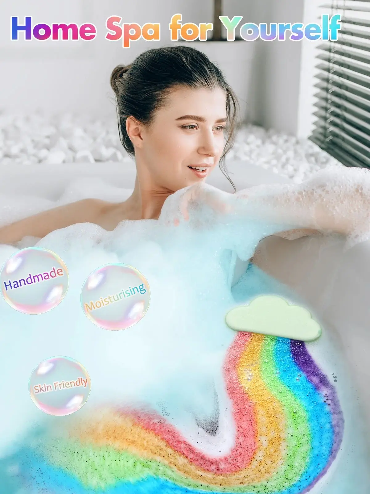 Pink Fragrance Rainbow Cloud Bath Toys, Colorful Dissolving Bath Toys with Surprise, The Perf Colors, The Perfect Bath Gift