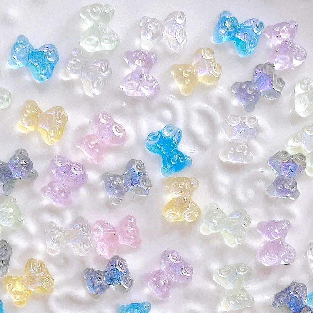 

30PCS Clear Aurora Bear 3D Nail Art Charms Kawaii Accessories For Nails Decoration Modeling Design Supplies Tool Manicure Decor