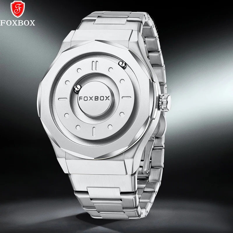 

LIGE FOXBOX дизайн креативные уличные кварцевые мужские часы повседневные простые часы водонепроницаемые магнитные сили прокрутки бусины мужские часы