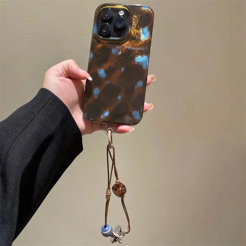 

Whirlpool Pattern IND Retro Blue Brown Blended Phone Case with Hanging Rope for iPhone 11 12 13 14 15 16 17 Pro Max