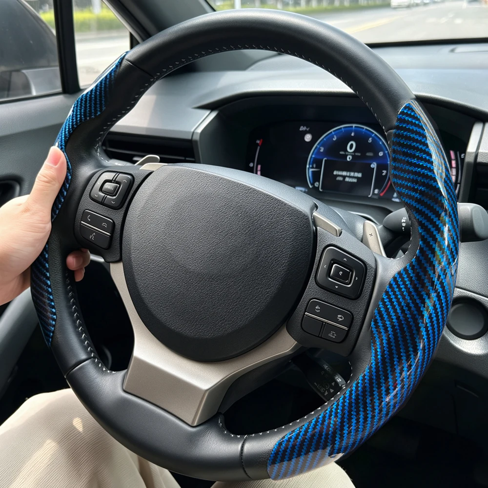 1Pair Gloss Carbon Fiber Car Steering Wheel Cover Segmented Non-slip Protective Cover For Lexus RX NX GX RX350h RX500h SPORT RZ