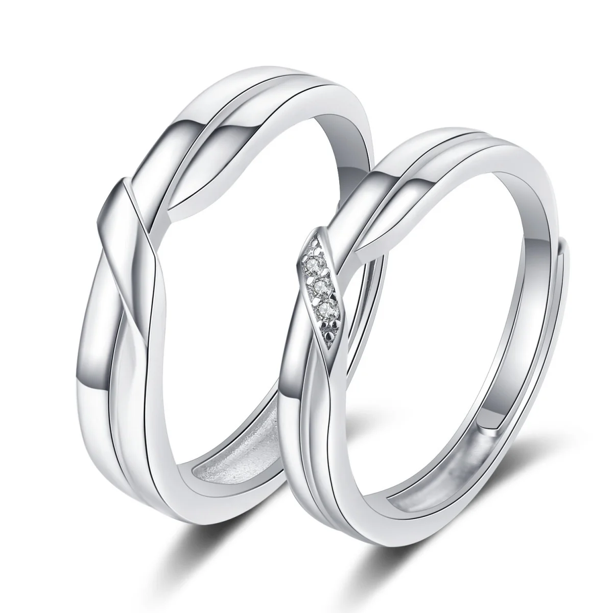 2 Teile/satz Trend Exquisite Shiny Zirkon Glück Knoten Paar Ringe Für Frauen Männer Luxus Geometrische Romantische Hochzeit Bands Ring Schmuck
