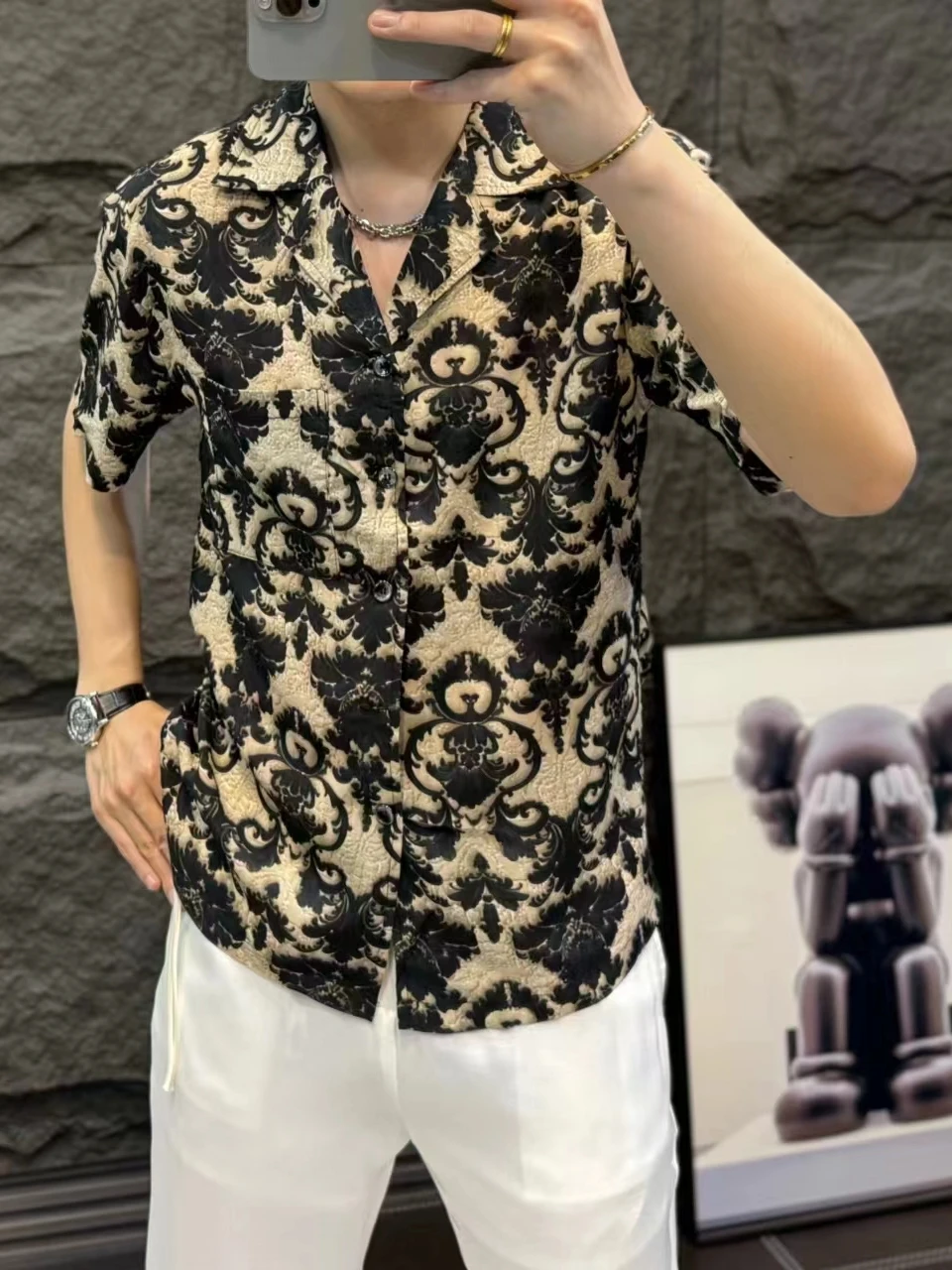 

Мужская летняя дышащая, удобная, приятная для кожи футболка OK99 с коротким рукавом, высококачественная, модная, универсальная, повседневная.