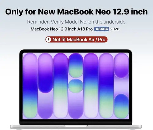 Imagen 2 del producto Funda para portátil MacBook Neo de 13 pulgadas 2026 (modelo A3404), funda rígida para portátil 100% compatible con el color oficial
