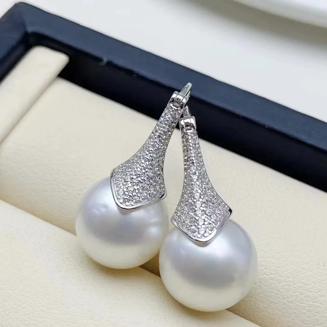 

hot AAAA++++ 10-11mm 11-12mm Gorgeous Huge South Sea White ROUND pearl earring 925s... gift box