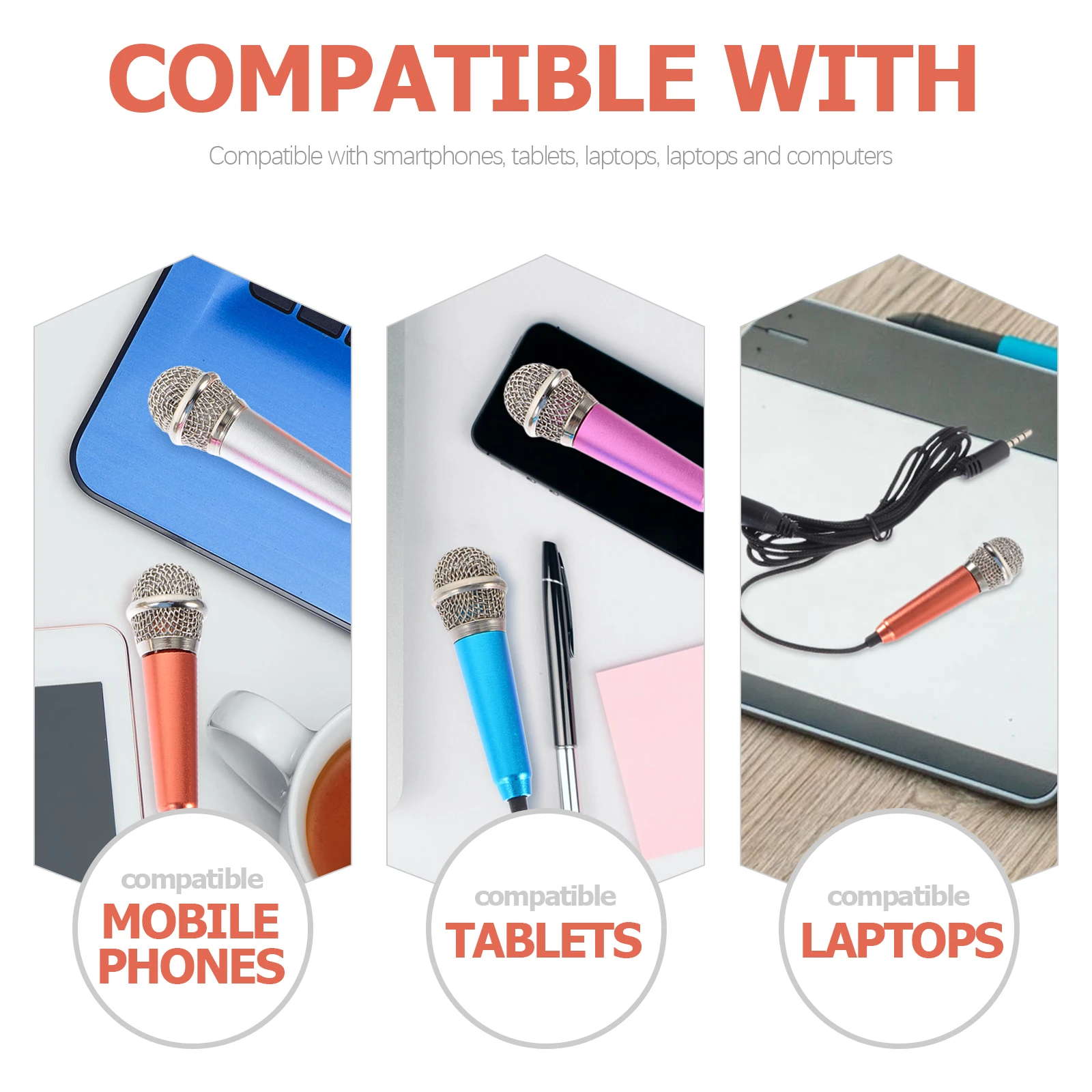 4 قطعة ميكروفونات محمولة معدنية محمولة باليد ميكروفونات صغيرة لتسجيل الغناء المنزلي للهاتف ميكروفون صغير #4