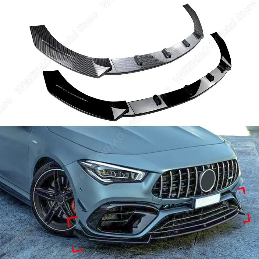 Car Front Bumper Lip Splitter Diffuser Body Kit Spoiler Bumpers Protector For Mercedes-Benz CLA Class C118 CLA 45 AMG 2020-2023