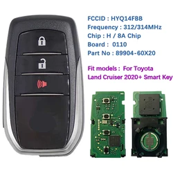 Substituição de chave remota inteligente para Toyota Land Cruiser 2020-2021, CN007232, 3 botões, 89904-60X20 HYQ14FBB 0010, referência do número do OEM