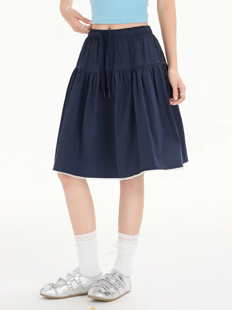 

Nuxin Original Korean Sle High Waist Loose A-Line Umbrella Skirt Women's Mid-Length f Skirt Summer New Sweet Sle