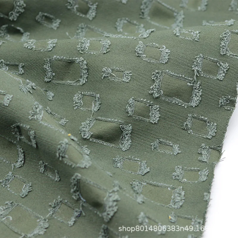 

Square Hole Washed Cotton Fabric, Thickened Clothing, Luggage, Shoe Material Fabric, All Cotton Twill Yarn Card Fabric