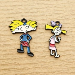 10pcs Cartoon Anime Charm for Jewelry Making Enamel Necklace Earring Bracelet Pendant Diy Accessories Alloy Metal Black Plated