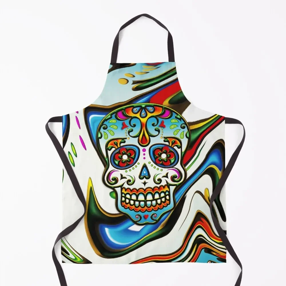 Mexican Sugar Skull, Day of the Dead, Dias de los muertos Apron For Hairdresser Apron