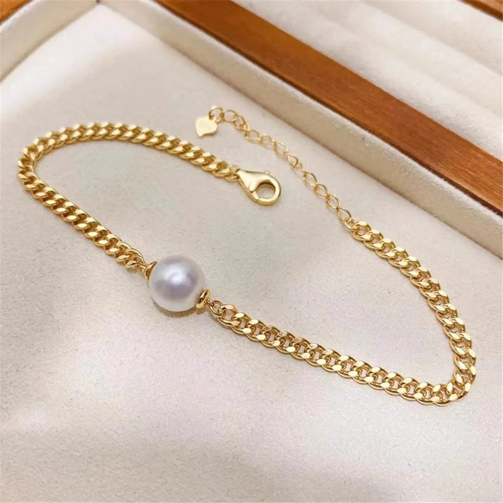 

DIY Pearl Accessories S925 Pure Silver Bracelet Empty Holder Fashion Gold Silver Bracelet Holder Fit 8-10mm Circle S115