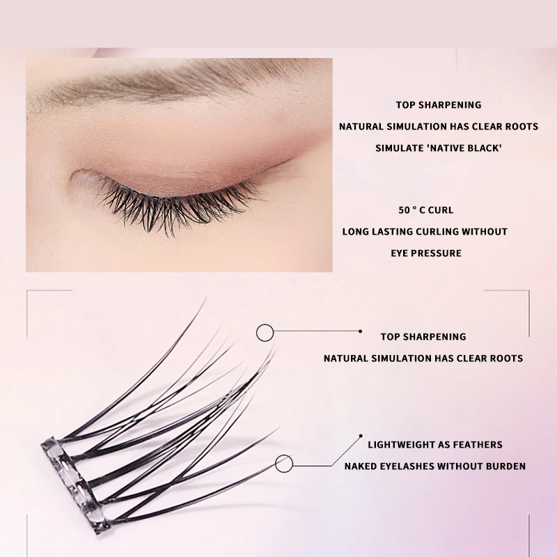 Rocky Sweetie Lazy Girl No-Glue, No-Removal Self-Adhesive Sunflower False Lashes — Single Cluster Design, Naturally Realistic,