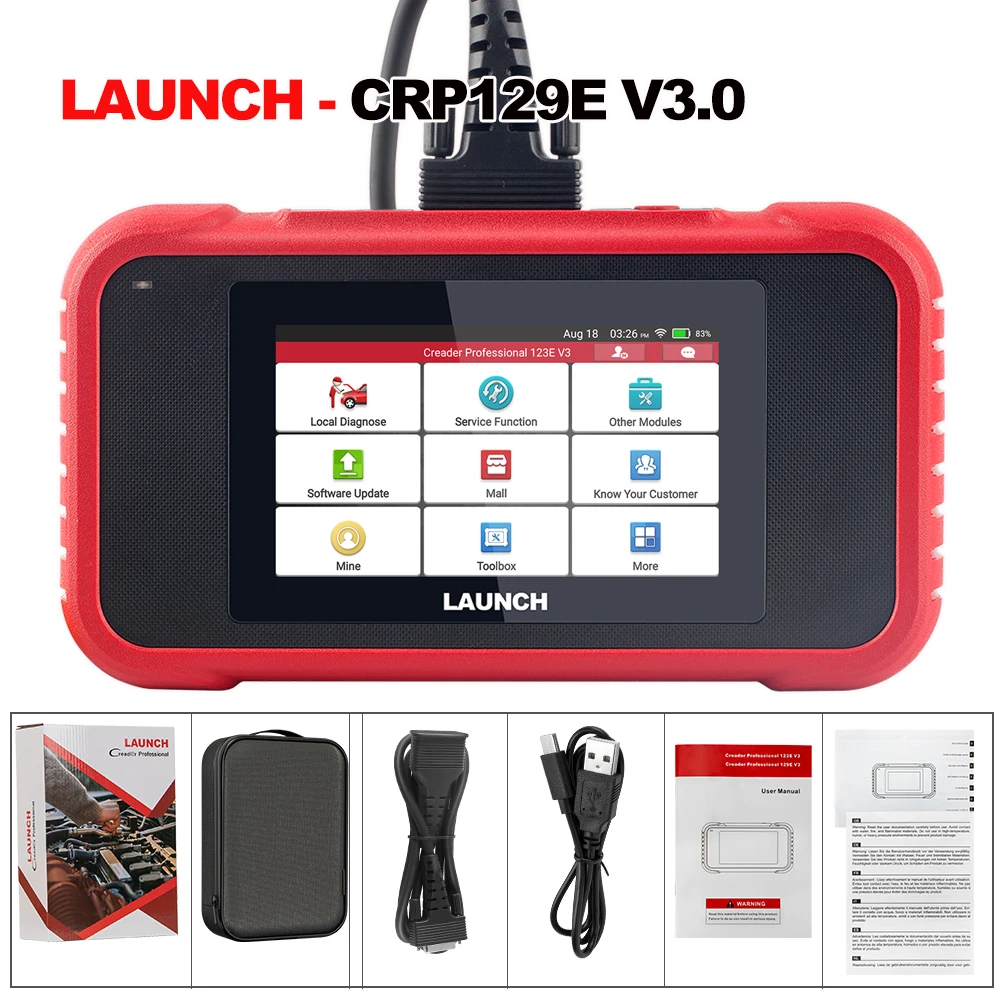 2026 Nieuwe LAUNCH CRP129E V3.0 OBD2 Scanner + CANFD, Diagnosescantool voor alle systemen, Levenslange gratis update, 12 Reset-injectorcodering