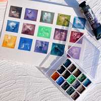 Super Vision 1/2ml Layered Mineral Watercolor Paint Sample Handmand 15 Colors Artist Water Color for Painting Art Suppliers