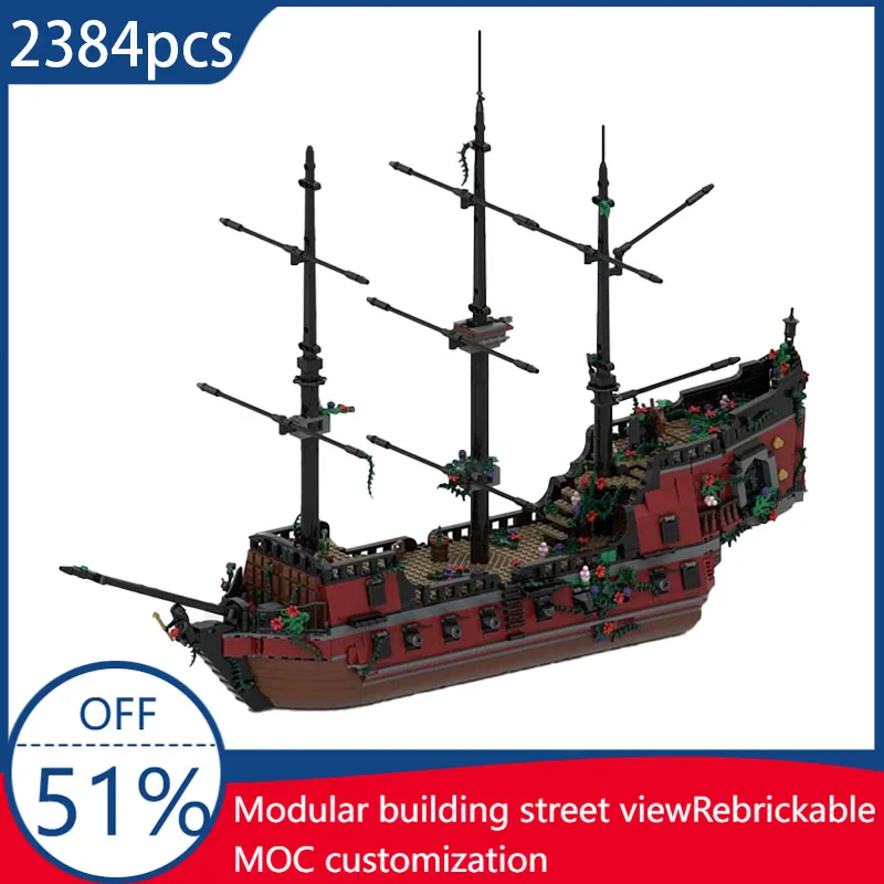 

2384 PCS Exquisite Rose Pirate Ship Building Blocks Bricks Model Display Assembly Toy For Kids & Adults Birthday Surprise Gifts