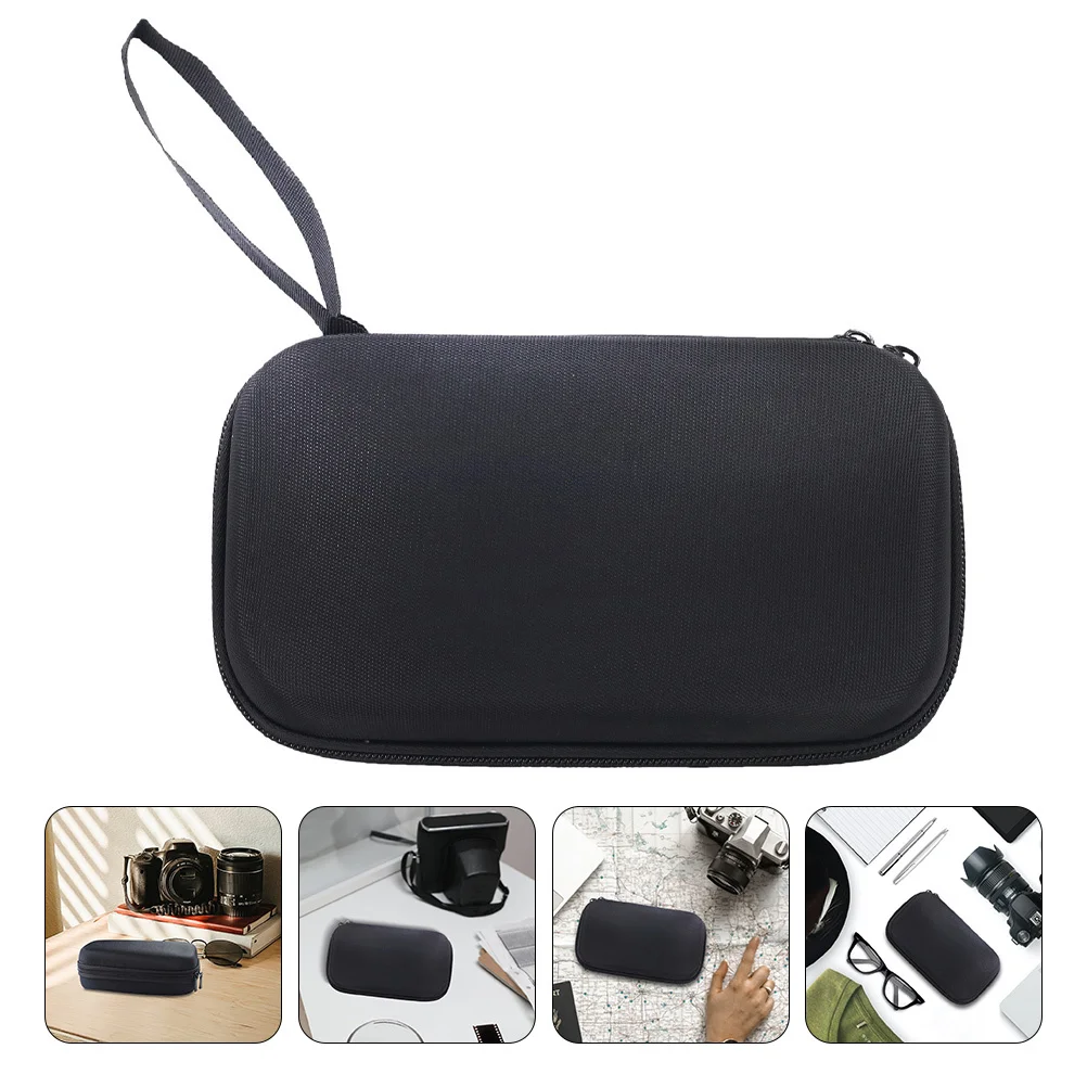 カメラ収納ポーチ 小型 大容量 ブラック オックスフォード布 Eva ハードキャリングケース 耐衝撃ジッパーバッグ ハンドヘルド用