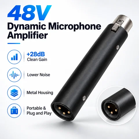 83CE Studio 48V Microphone Power Amplifier, Low Noise Dynamic Microphone Preamplifier for Clear Sound Output Preamplifier