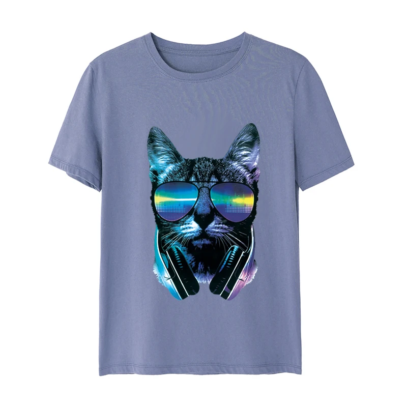 Cute Headphone Cat Thermal Transfer Heat Transfer Stickers Cartoon Animal Heat Transfer Stickers Clothing Printing DIY Washable