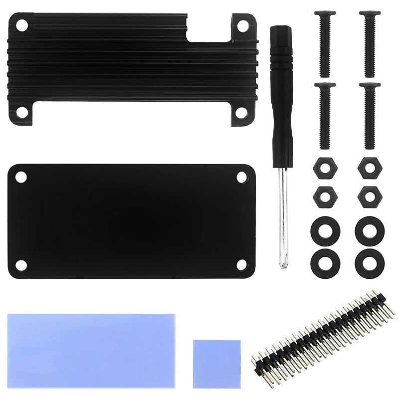 Raspberry Pi Null 2 W Aluminium Fall Legierung Shell + Pin Header Passive Kühlung Schwarz Enclouse für Raspberry Pi Null 2 W