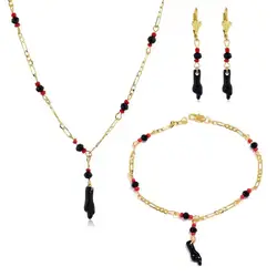 Pulsera Mano De Bebe Lucky Hand Baby Azabache Bracelet and Necklace Set for Women Girls Charm Gifts
