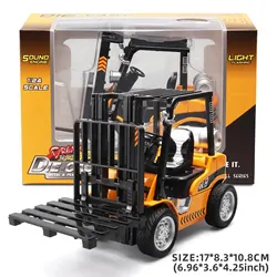 1:24 Scale Alloy Construction Forklift & Crane Toy Model with Retroactive Motion & Sound & Light Effects - Ideal for Kids' Play