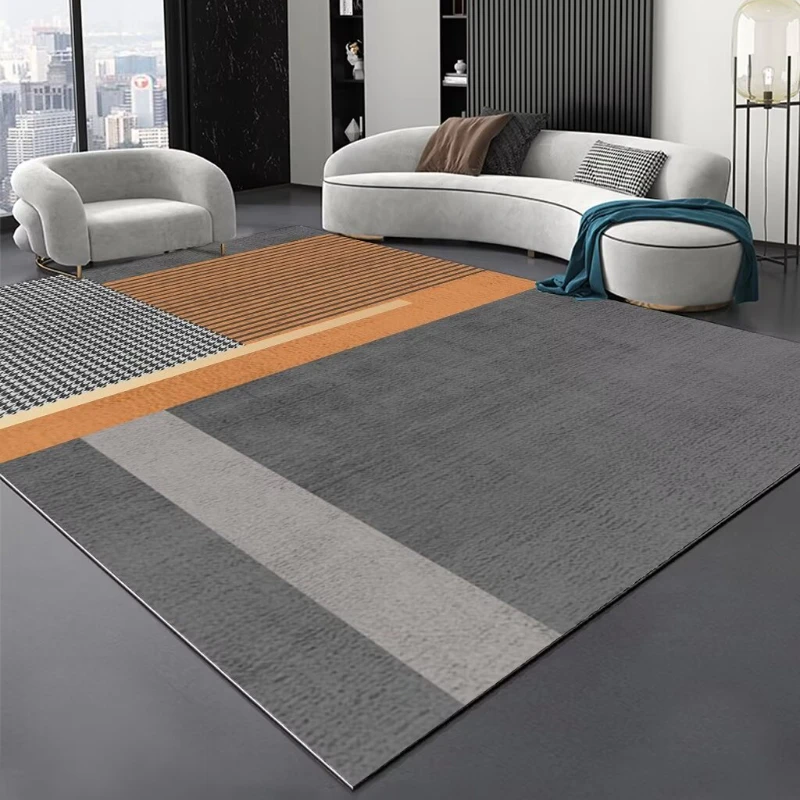 Modern Style Grey Large Living Room Carpet Room Decor Big Size Washable Rugs Non-slip Mat Bedside Lounge Lint-free Carpets Ковер