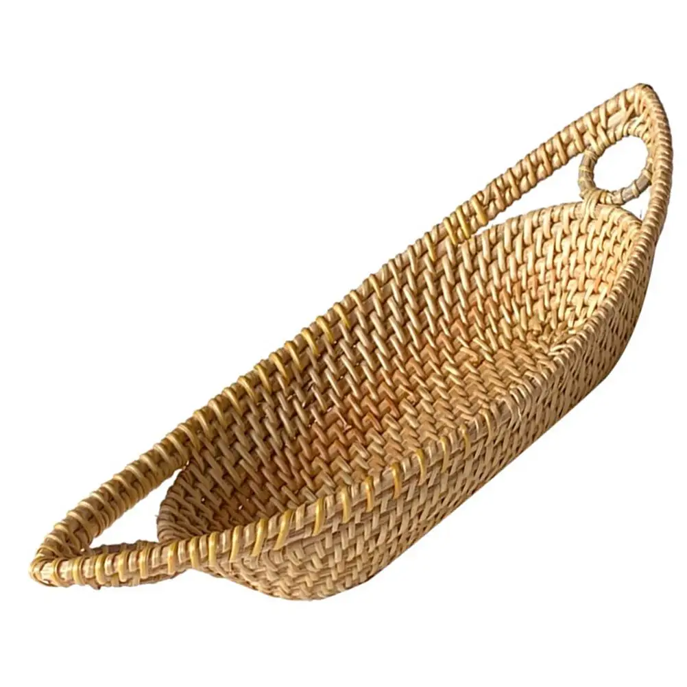 

Rattan Fruit H woven Bread Basket Kitchen Storage Tray Home Vines Serving Rattan Woven Basket Storage ganizer Pantry