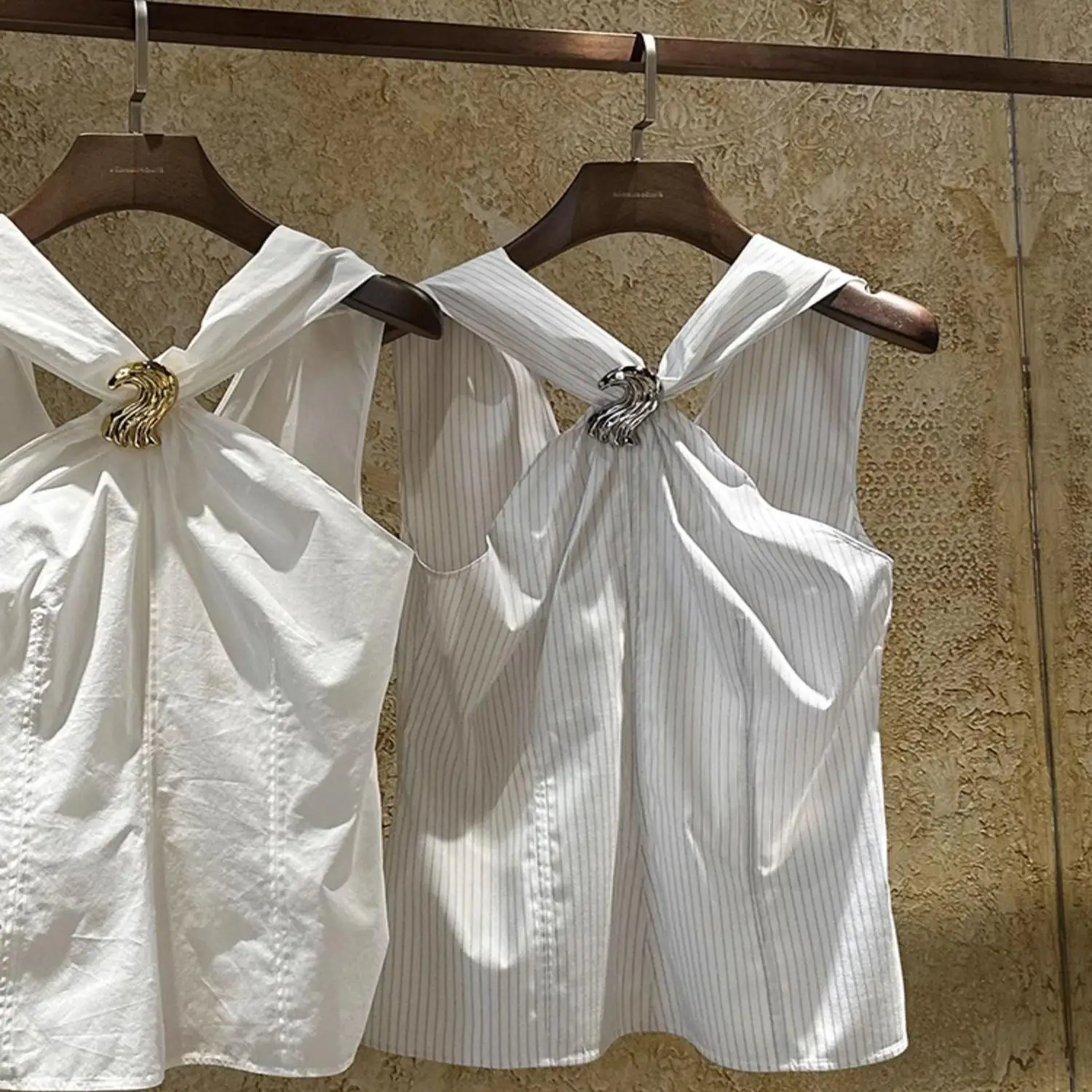 أوصى الأبيض الصليب عقدة Ne شنقا Svel irt سترة المرأة الصيف Faion تصميم الرغبة النقية حجم صغير #2