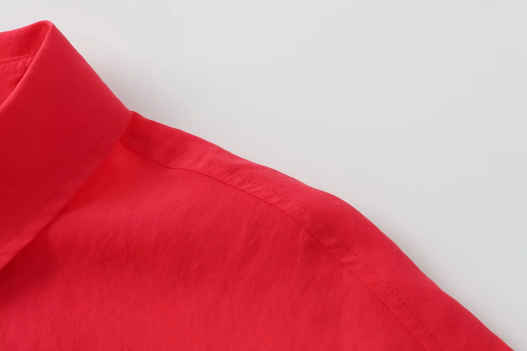Withered Summer Blusas Mujer De Moda Shirt Women 2024 Shirt Red Color Long Sleeve Minimalism Shirt For Ladies