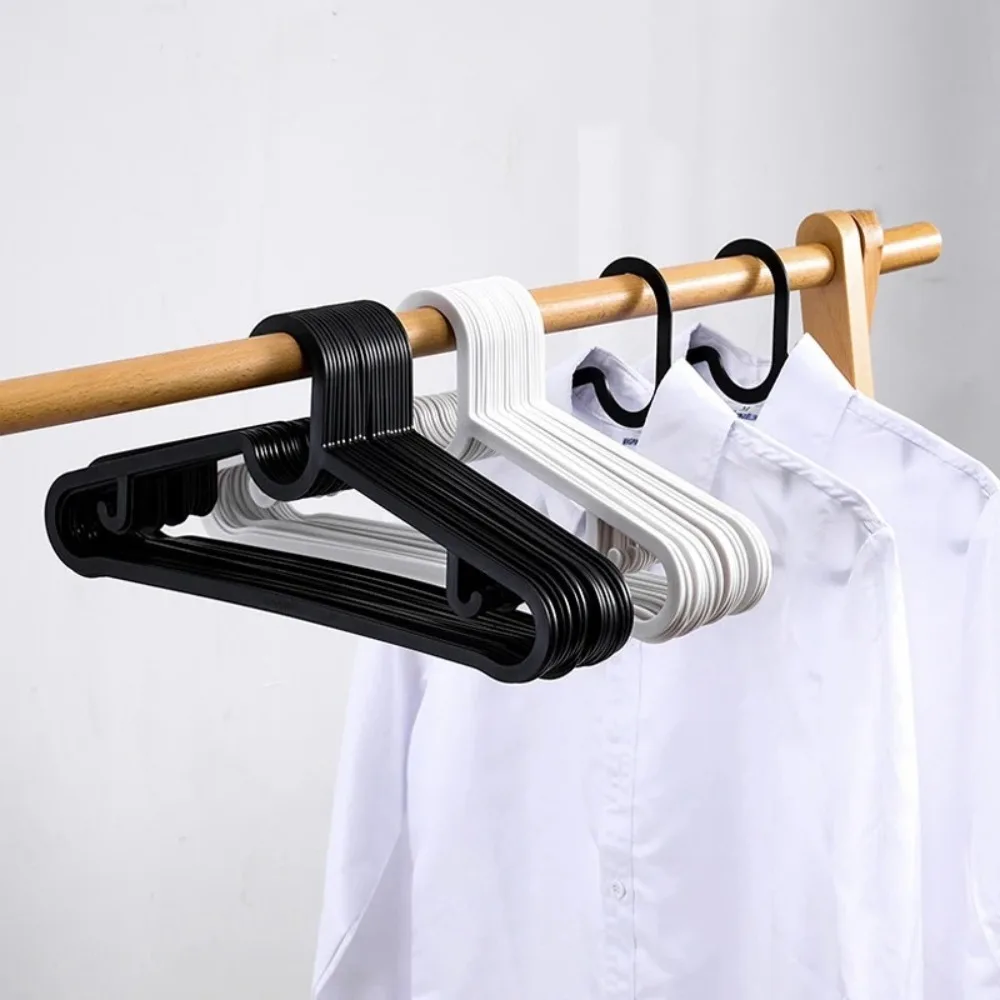10 Pcs Portable Non-slip Clothes Hanger Black/White Adult Size Household Clothes Rack Plastic Clothing Storage Rack