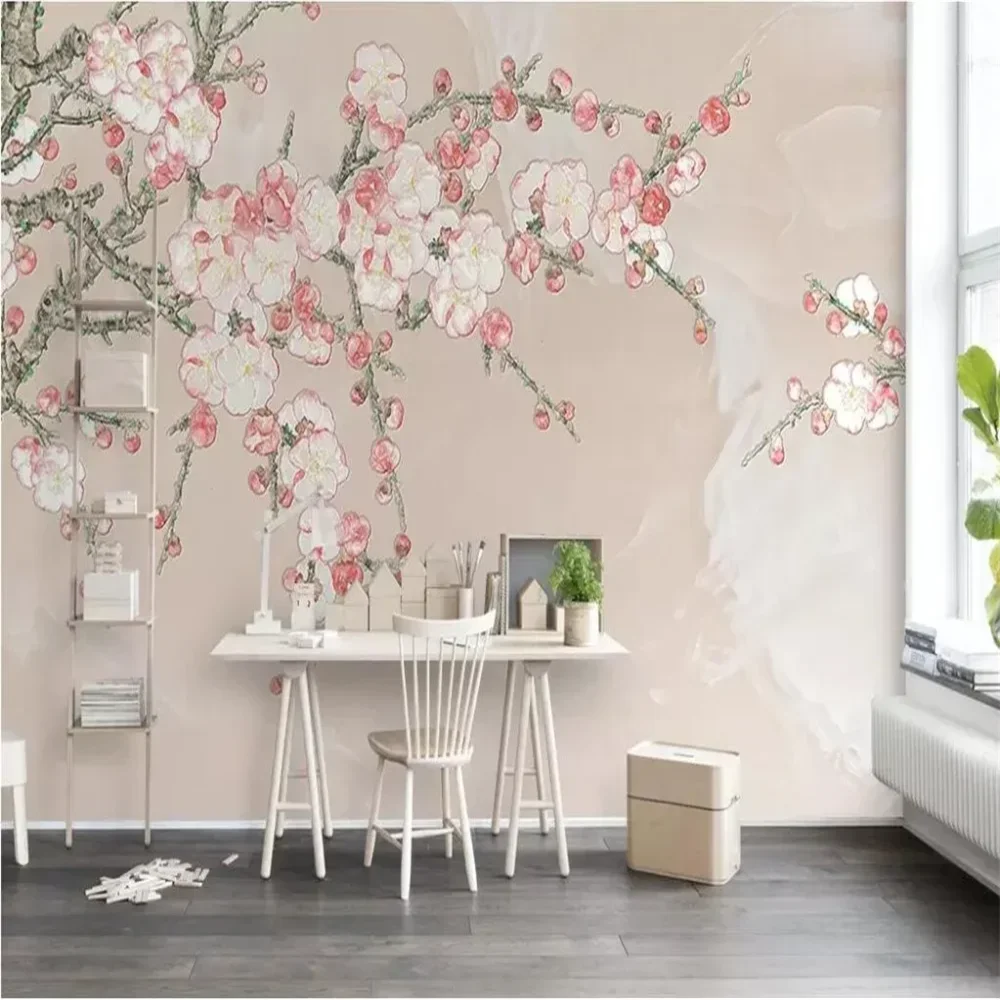 Custom Pink plum marble texture Mural Wall Painting wall papers home decor living room Decorative photo Wallpaper roll Stickers
