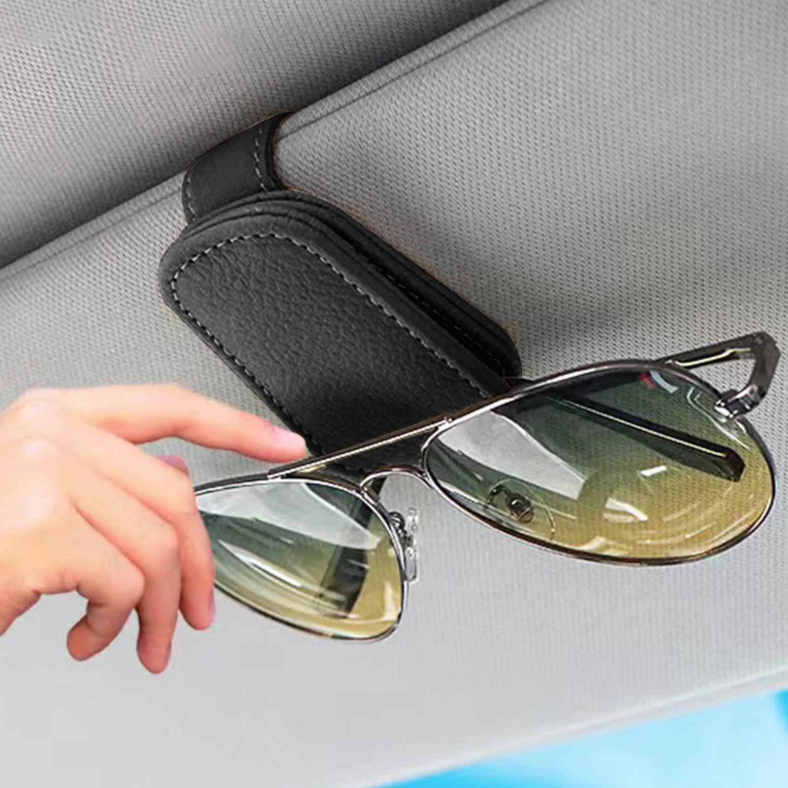 

Artificial Leather Car Sun Visor Sunglasses Holder Clip Hanger Eyeglasses Mount Sun Magnetic Fastener Organizer Accessories