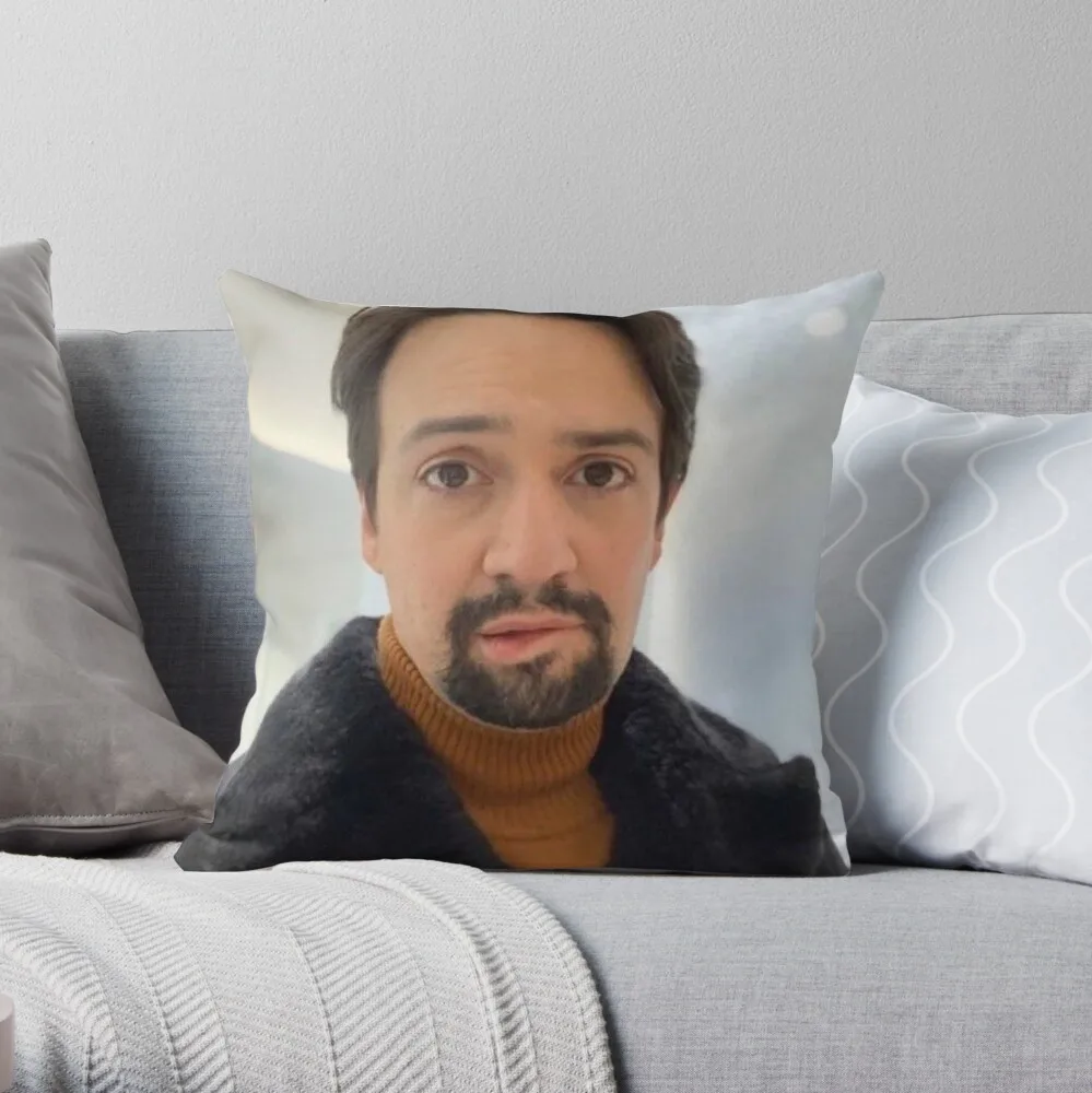 

manuel miranda lip bite meme Throw Pillow Sofa Cover Pillows Aesthetic