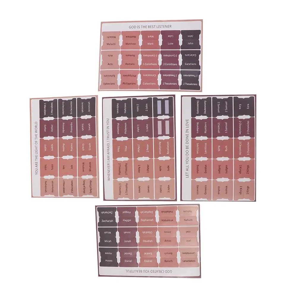 Personalized 5 Sheet Bible Index Writable Self-adhesive Bible Sticker Removable Paper Tabs Bible Label Stationery