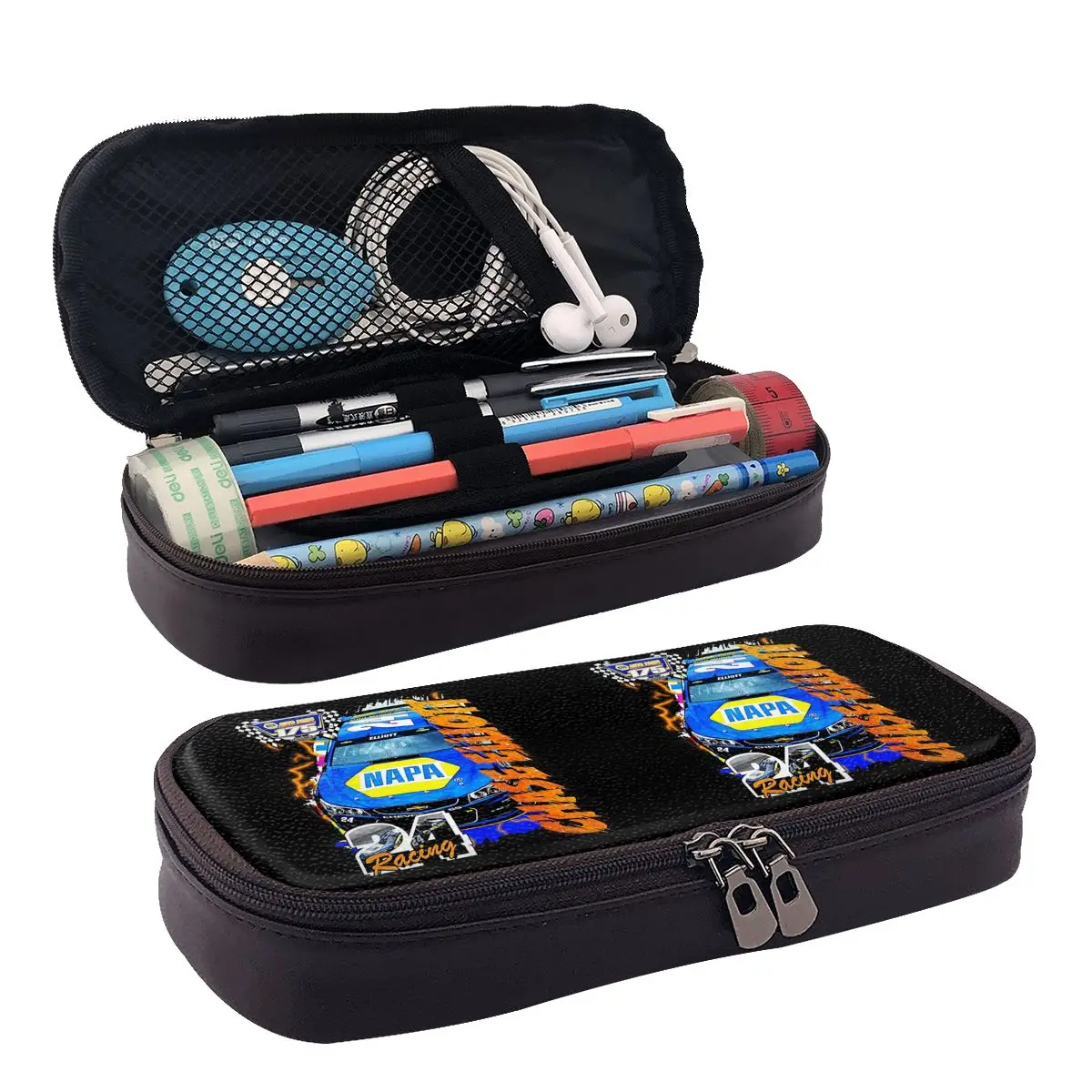 Chase Elliott NAPA Racing Leather Pencil Case for Studen Gifts Pen Box Pencil Bag Stationery Supplies Pen Holder Bag