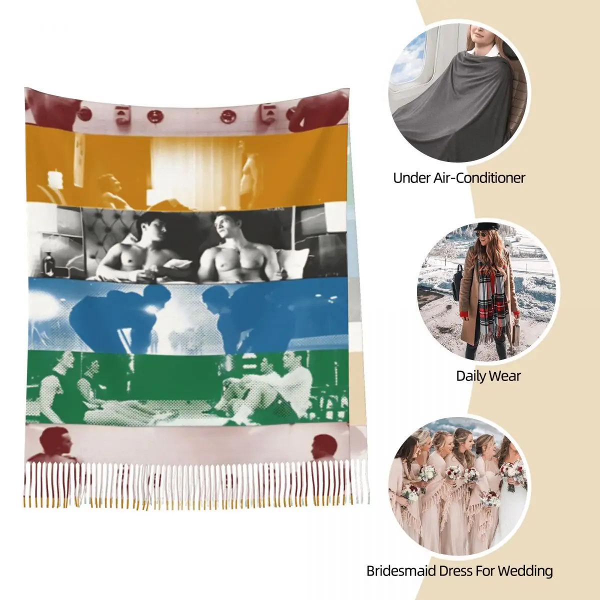 Womens Scarf with Tassel Shane Hollander & Ilya Rozanov Long Soft Shawl and Wrap Heated Rivalry Daily Wear Pashmina Scarves