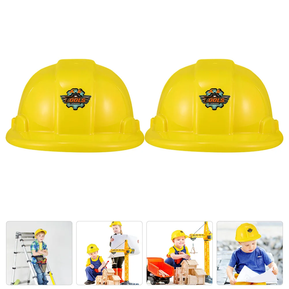 2 uds herramienta de Cosplay sombrero niño juguetes para niños sombreros de construcción amarillos fiesta de plástico