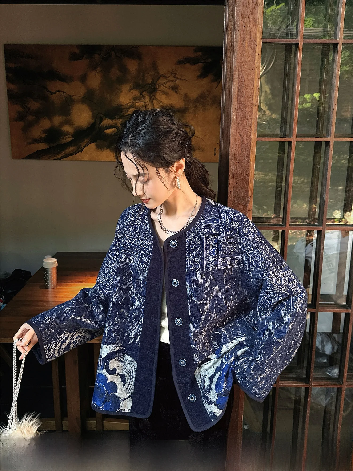 

Женское шерстяное пальто Sanji Bla Flower Autumn Color 2025, новая модель, с 3D-вышивкой, уникальное, красивое, длинное, зимнее