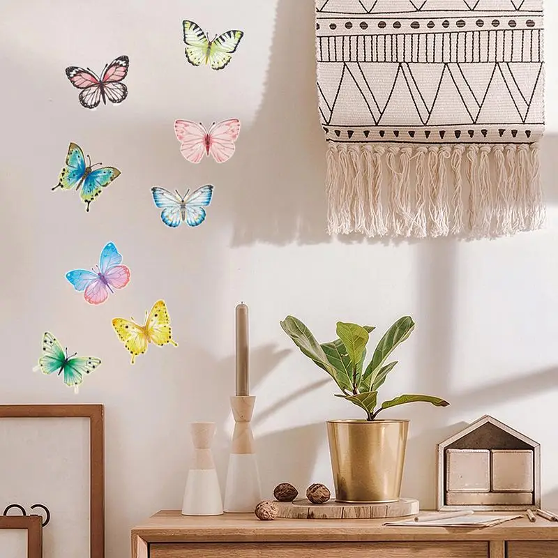 Colorful Flat Butterfly Wall Decals Self-Adhesive Removable Stickers for Living Room Party Home Decoration