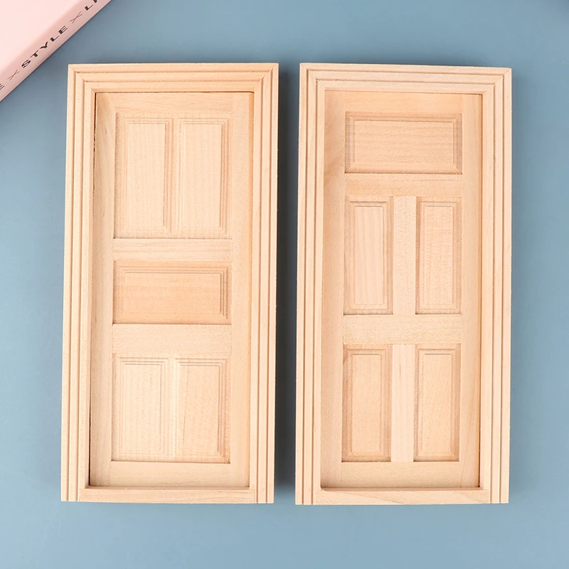 1/12 Scale Dollhouse Miniature 6 Panel Interior Wooden Door Frame DIY Plain Embryo Material Furniture Doll House Accessories